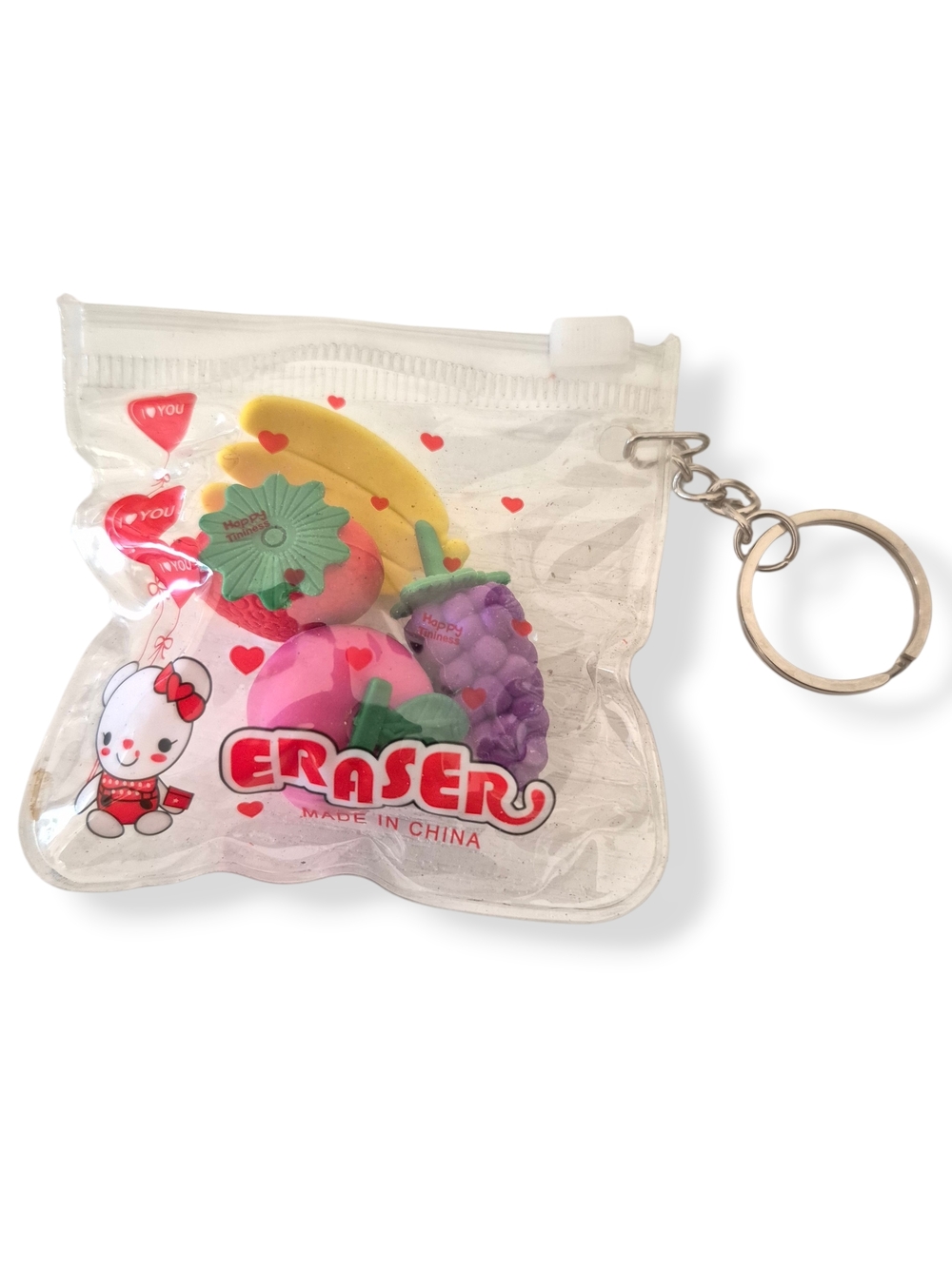 Sanrio Fruit Eraser Key & Card Holder - Pink, Purple, Yellow, Green